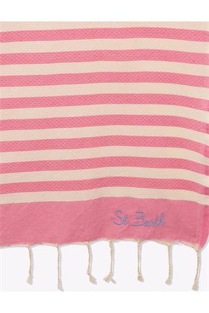 Telo mare in cotone rosa e beige SAINT BARTH KIDS | FOUT01200640L